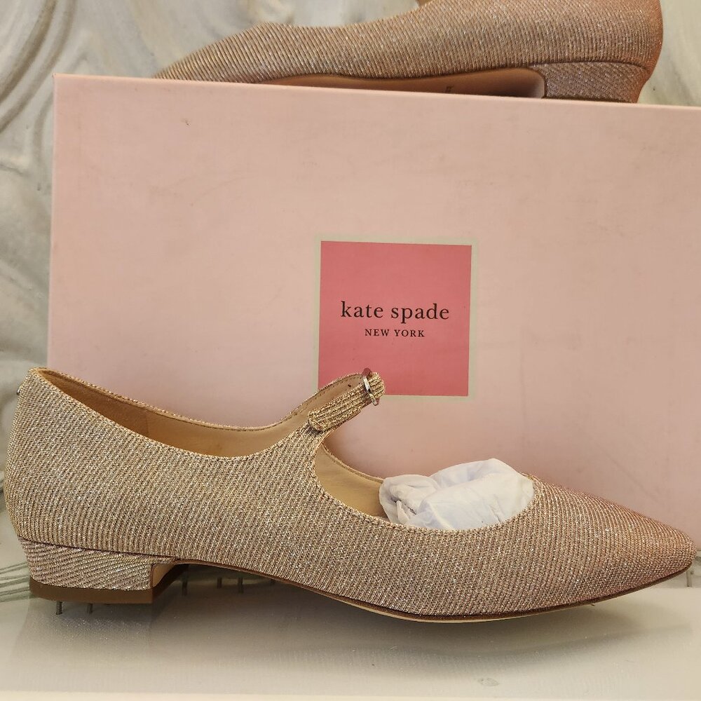 Kate Spade "Mallory" Pink/Gold Maryjane Flats. NIB. Size 7.